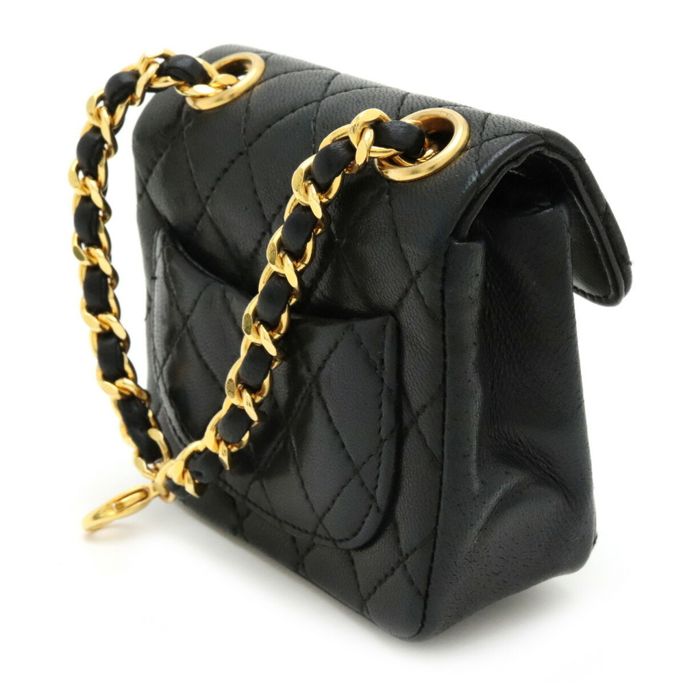 Chanel Matelasse Coco Mark Chain Bag Charm Leather Black Gold - Picture 7 of 8